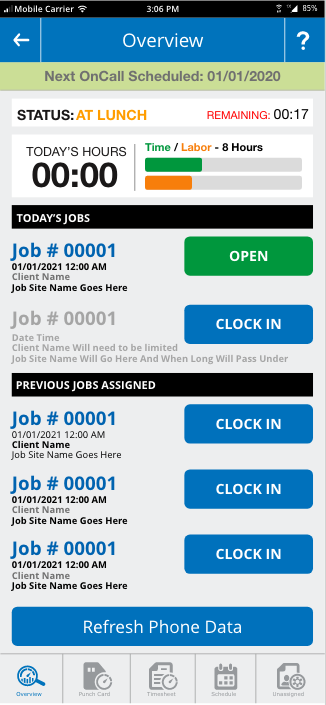 Equipment Manager Mobile App Time Manager Screen